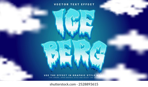 Iceberg 3d modelo de efeito de texto editável Adequado para Temporada de inverno