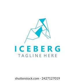 Iceberg abstract line art logo design, simple vector symbol icon 