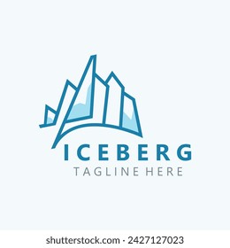 Iceberg abstract line art logo design, simple vector symbol icon 
