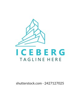 Iceberg abstract line art logo design, simple vector symbol icon 