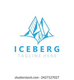 Iceberg abstract line art logo design, simple vector symbol icon 