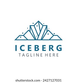 Iceberg abstract line art logo design, simple vector symbol icon 