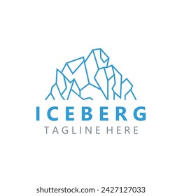 Iceberg abstract line art logo design, simple vector symbol icon 