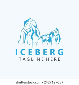 Iceberg abstract line art logo design, simple vector symbol icon 
