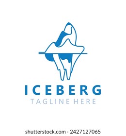 Iceberg abstract line art logo design, simple vector symbol icon 