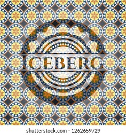 Iceberg arabic badge background. Arabesque decoration.