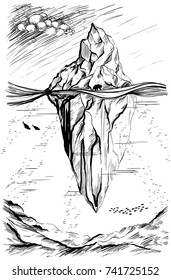 Iceberg, arctic landscape. Sketch