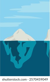  iceberg background. Iceberg underwater view. 