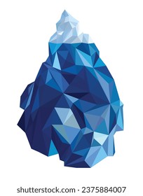 Iceberg below and above water line low poly background vector , isolated with white background