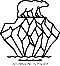 Eisberg Block arktische Nachtszene mit Pinguinen und Eisbär Zeichen, Symbol, Vektor, Kunst