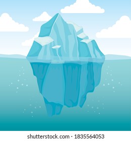 iceberg block arctic scene landscape vector illustration design