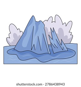 Iceberg in the blue ocean water vector illustration, global warming icon, climate change vector art, rising sea levels illustration
