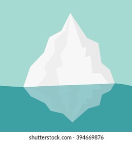 Iceberg Blue water Flat design Winter background Vector illustration