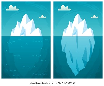 Iceberg: Cartoon iceberg in 2 versions. 