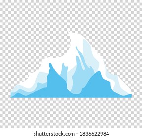 Iceberg. Iceberg flutuante de desenhos animados. Iceberg à deriva ou água congelada isolada do oceano, montanha gelada de cristal com neve em fundo transparente. Ciclo no mar ou oceano, inverno e tema frio