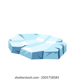 Iceberg con superficie plana helada de dibujos animados y grietas. Témpano helado azul frío, mineral salado y pedazo de campo de hielo, polo norte y Ilustración vectorial de bloque de iceberg de cristal helado de la historieta de la mascota de la helada