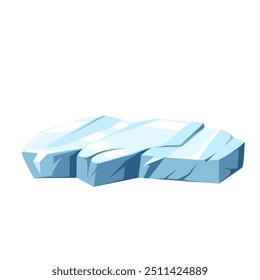 Iceberg com superfície plana gelada e rachaduras. Frost azul frio floe gelado, mineral de sal e pedaço de icefield, Polo Norte e gelo mascote cartoon congelando iceberg cristal bloco vetor ilustração