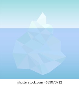 Iceberg in the cold icy sea ocean under an empty blue sky. Polygonal vector illustration.