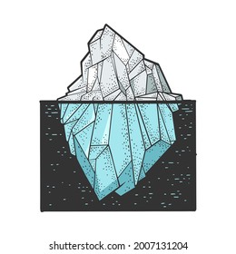 Iceberg color line art sketch engraving vector illustration. T-shirt apparel print design. Scratch board imitation. Black and white hand drawn image.