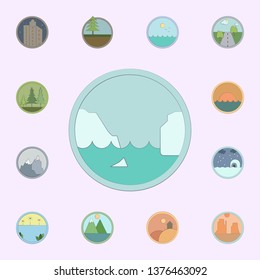  Iceberg colored in circle icon. landscapes icons universal set for web and mobile