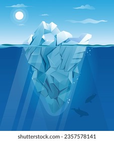 Iceberg Concept Metaphor for both visible and hidden aspects to Success - Stock Illustration as EPS 10 