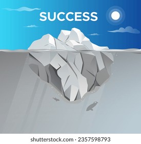 Iceberg Concept Metaphor for both visible and hidden aspects to Success - Stock Illustration as EPS 10 