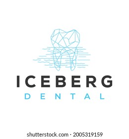 iceberg dental logo, line art tooth as mountain ice vector