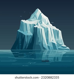 Iceberg drifting in the ocean. Vector illustration