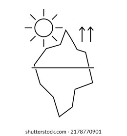 Iceberg evaporation icon under the influence of the sun. The global problem with sea level rise