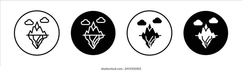 Iceberg flat line icon set. Iceberg Thin line illustration vector