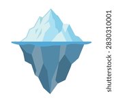 Iceberg Flat Vector Illustration Clipart for Arctic Ocean Scenes