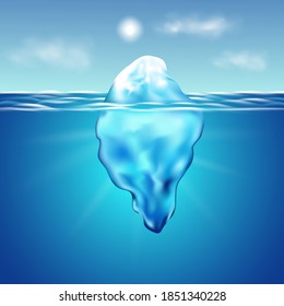 
Iceberg floating among ice floes in the blue Antarctic sea.WInter arctic landscape with blue pure water and snow hills.
