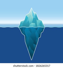 Iceberg Floating in Blue Ocean.
