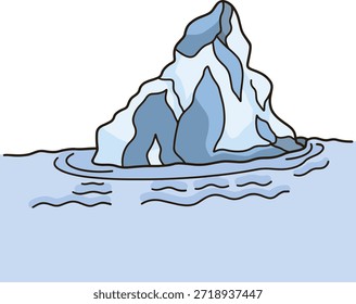 um iceberg flutuando no oceano com uma grande rocha