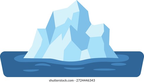Iceberg Floating in the Ocean Vector Flat Illustration
