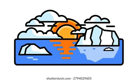 Iceberg floating in ocean water