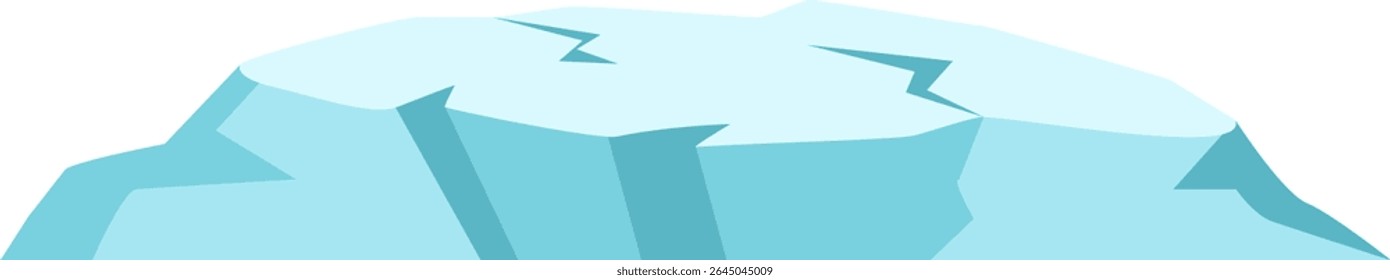 Iceberg floating on the ocean with cracks on its surface, representing concepts like global warming, climate change, and environmental challenges