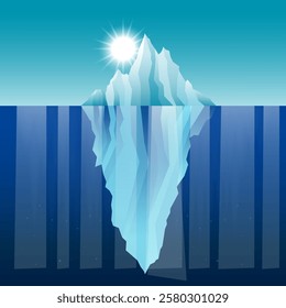 iceberg floating on the ocean illustration in gradient