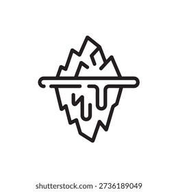 Iceberg floating on water surface line art illustration