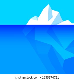 iceberg floating on water and underwater part, iceberg in ocean for symbol climate change, big iceberg in arctic for environment and ecology concept, iceberg polar for flat infographics global warming