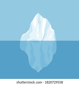 Iceberg floating in the sea vector illustration. Winter mount in the cold water. Business concept.