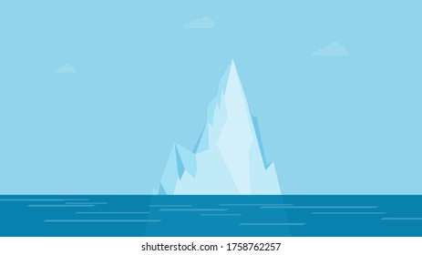 Iceberg floating in the water. Flat vector illustration.