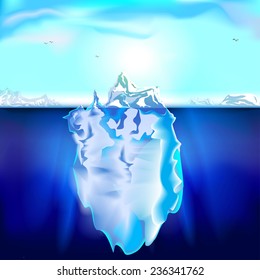 Iceberg floating in the water. Vector illustration