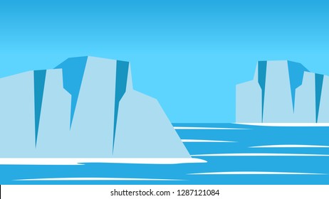Iceberg floats in the blue ocean for natural winter background