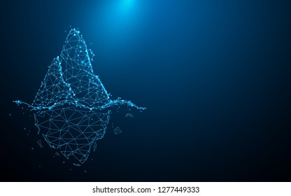 Iceberg form lines, triangles and particle style design. Illustration vector