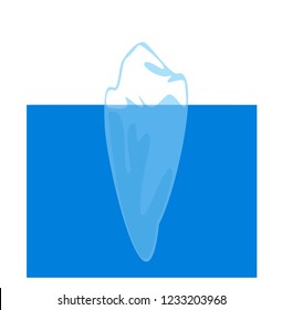 Iceberg in the form of a square. Vector flat style on white background.
