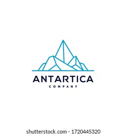 iceberg geometric logo design in trendy linear line style illustration , abstract mountain ice peak outline clip art logo