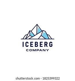 iceberg geometric logo design in trendy linear line style illustration , abstract mountain ice peak outline clip art logo