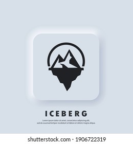 Iceberg geometric logo. Iceberg icon. Vector. UI icon. Snow mountain in the ocean. Abstract mountain ice peak. Neumorphic UI UX white user interface web button. Neumorphism style.