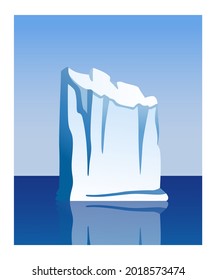 Iceberg, glaciar, bloque de hielo, montaña de nieve. Ilustración vectorial simple, emblema plano, logotipo, icono. Elementos del paisaje ártico, antártico y del Polo Norte.